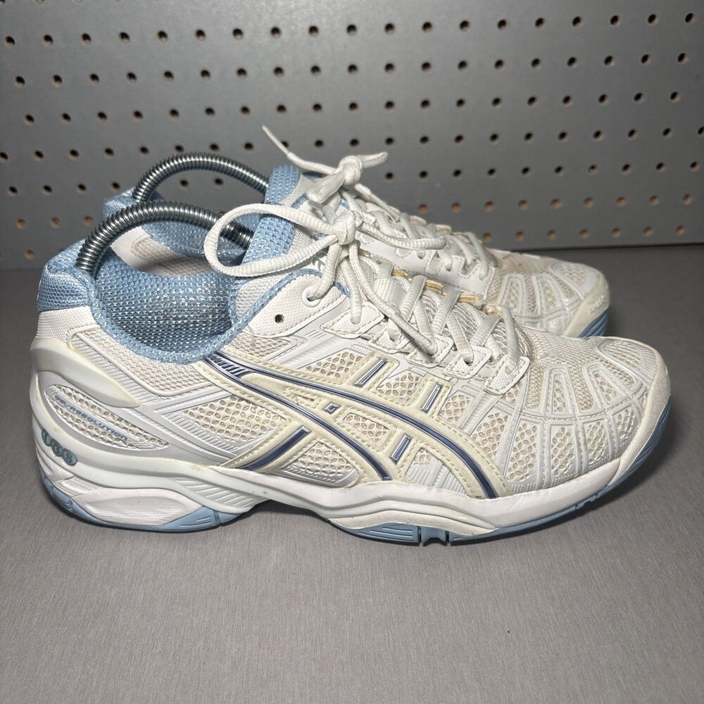 ASICS Gel Resolution 3 Tennis Shoes Womens Sz 9.5 White Blue Pickleball Sneakers